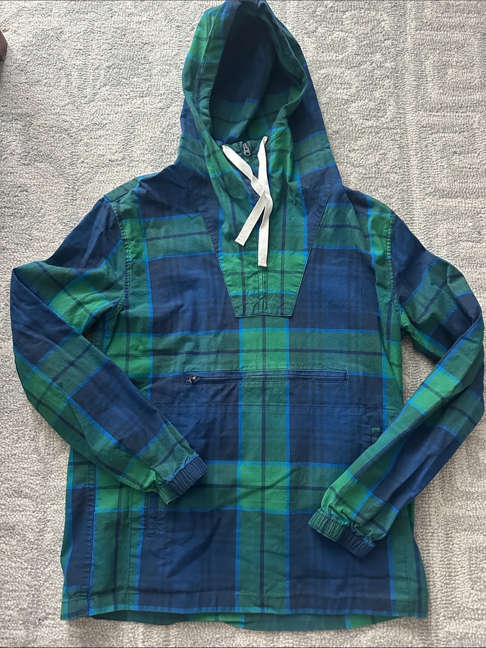 Abercrombie & Fitch Vintage Blue and Green Plaid Light-Weight Jacket | XS